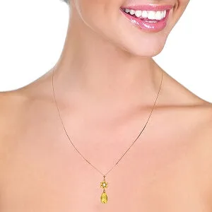 2.78 Carat 14K Solid Rose Gold Necklace Natural Citrine Diamond