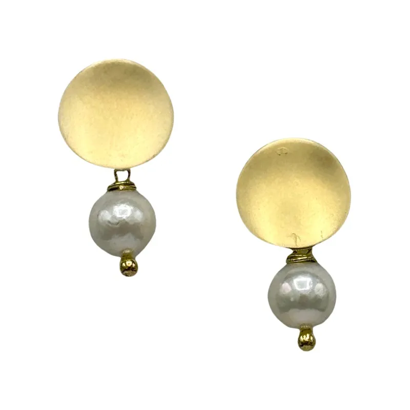 305-01-G | BUTTON DROP EARRINGS ON GOLD