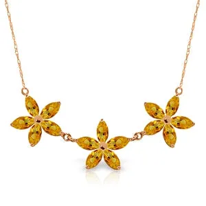 4.2 Carat 14K Solid Rose Gold Necklace Natural Citrine