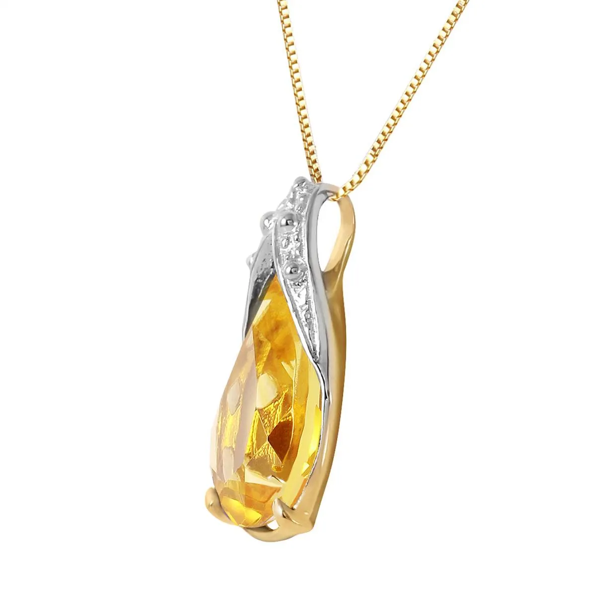 5 Carat 14K Solid Yellow Gold Necklace Natural Citrine