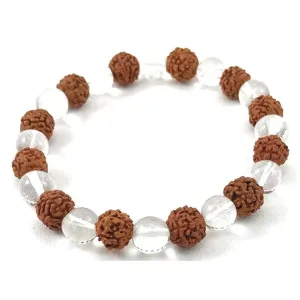 5 Mukhi Rudraksha Bracelet with Clear Quartz Bracelet for Healing, Gifting