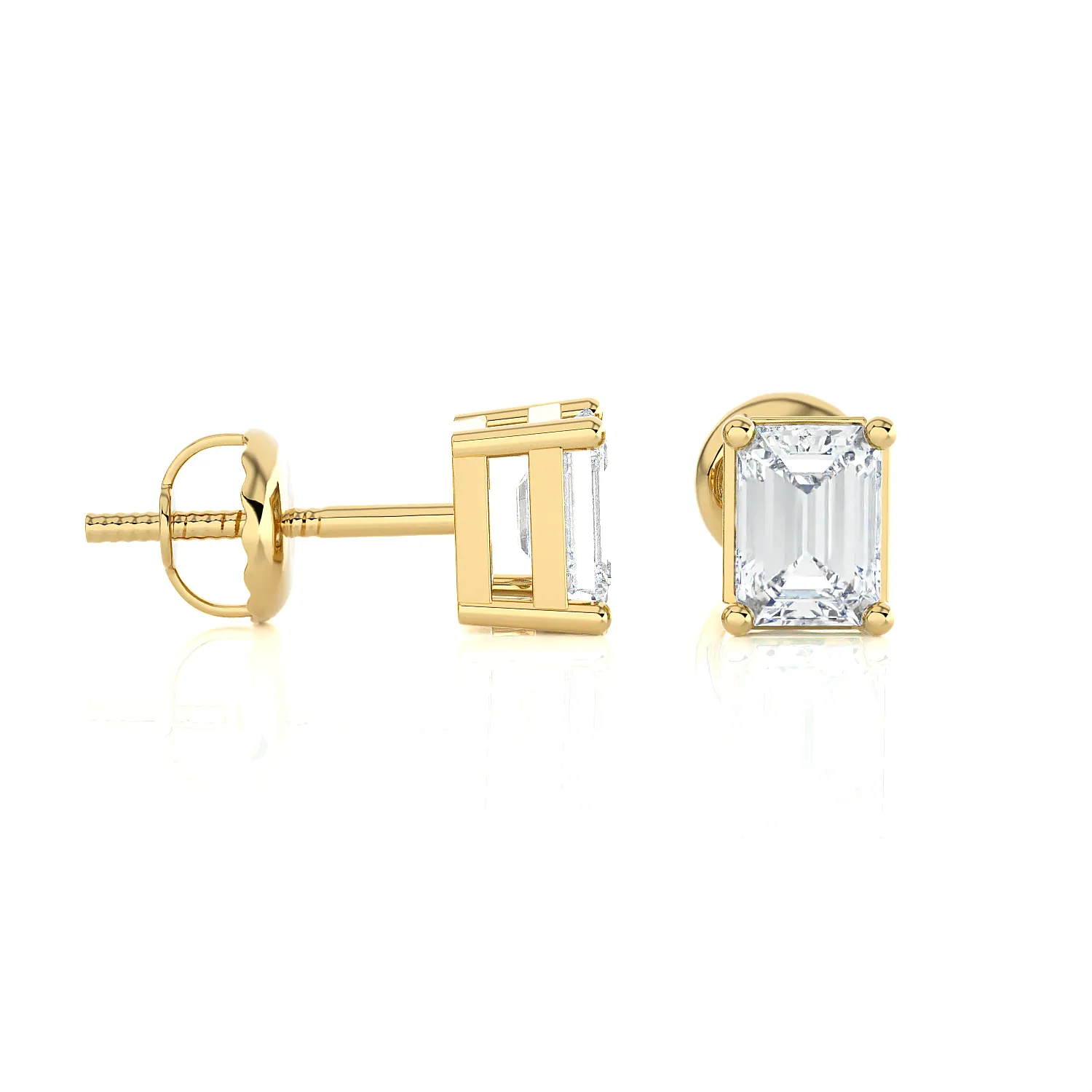 5/8 ctw Emerald-Cut Lab Grown Diamond Solitaire Stud Earrings