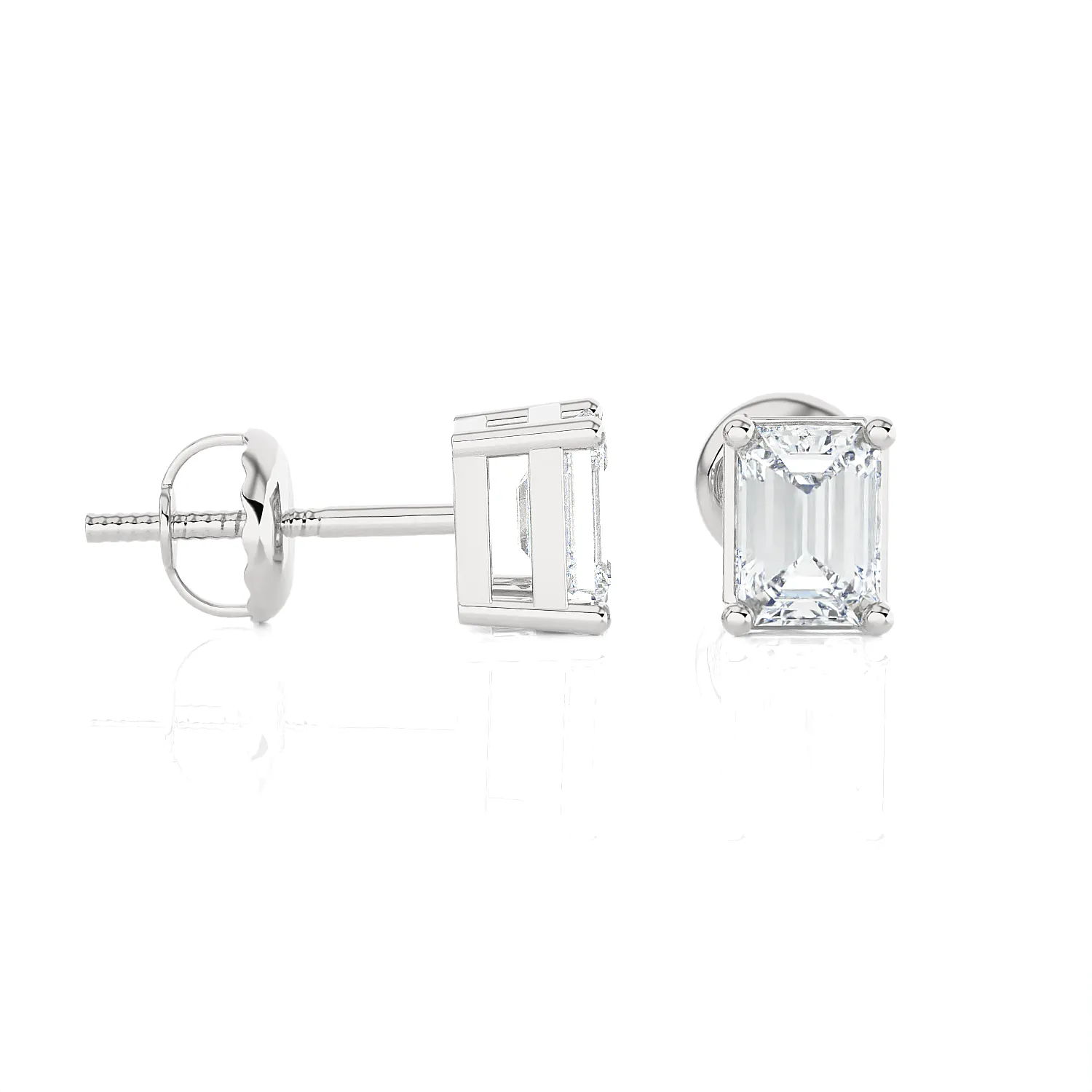 5/8 ctw Emerald-Cut Lab Grown Diamond Solitaire Stud Earrings