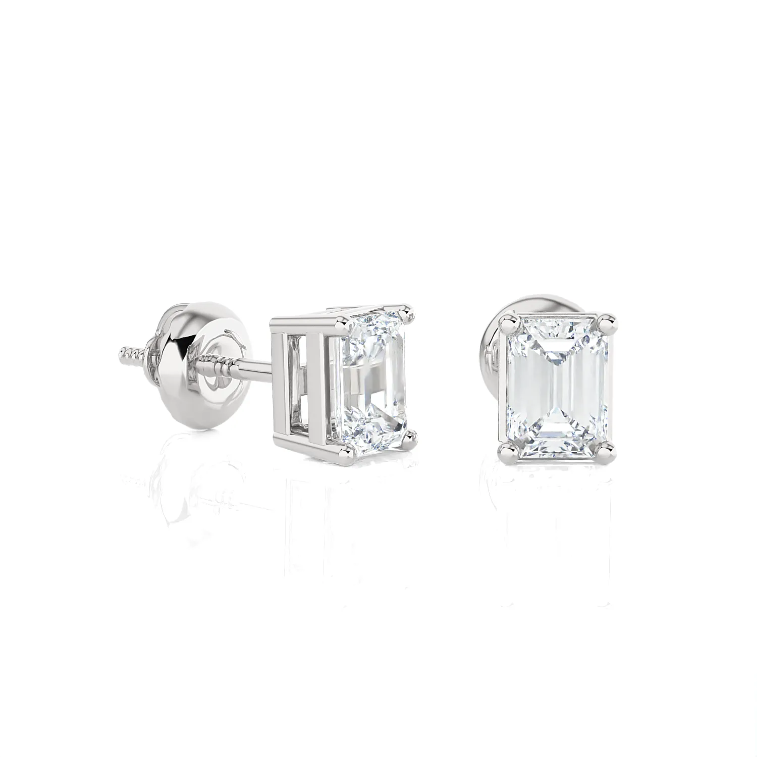 5/8 ctw Emerald-Cut Lab Grown Diamond Solitaire Stud Earrings