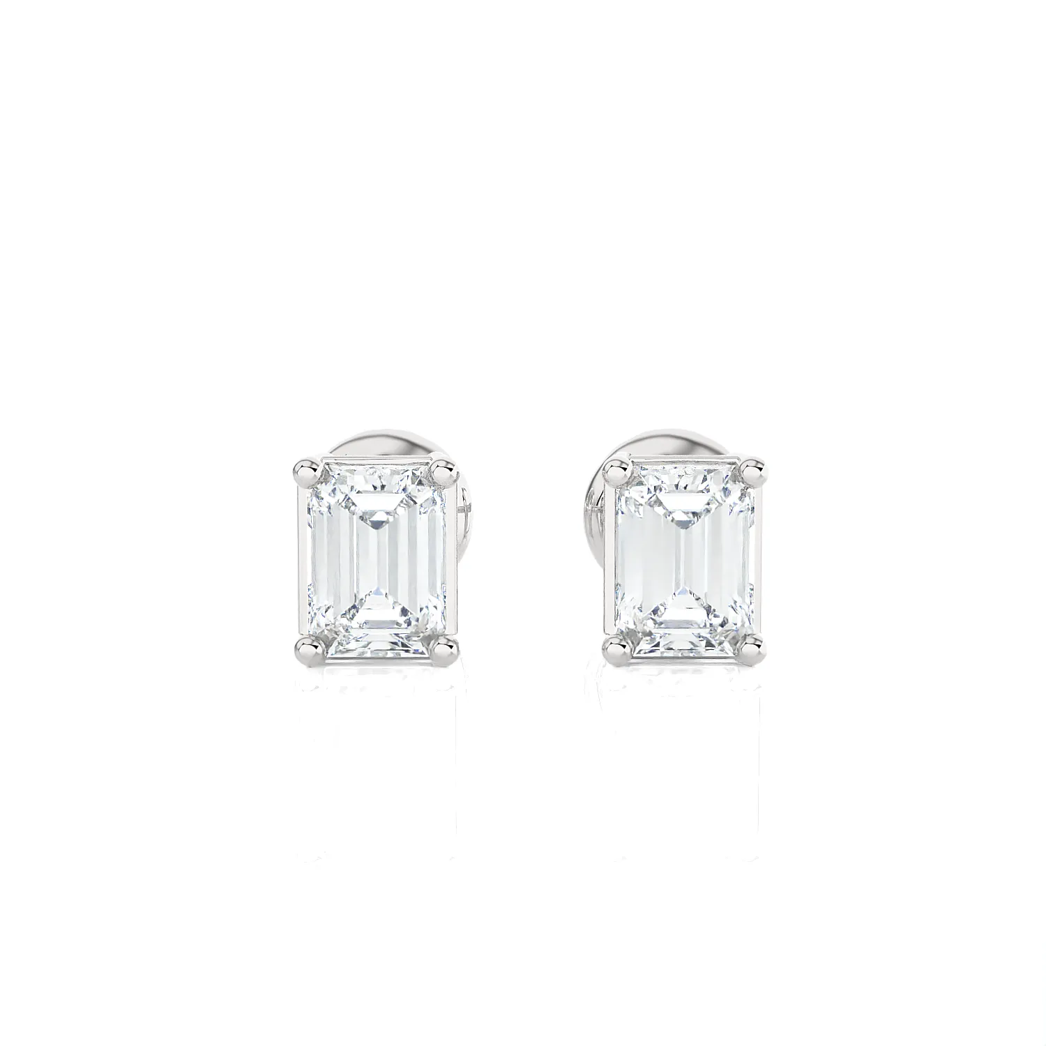 5/8 ctw Emerald-Cut Lab Grown Diamond Solitaire Stud Earrings