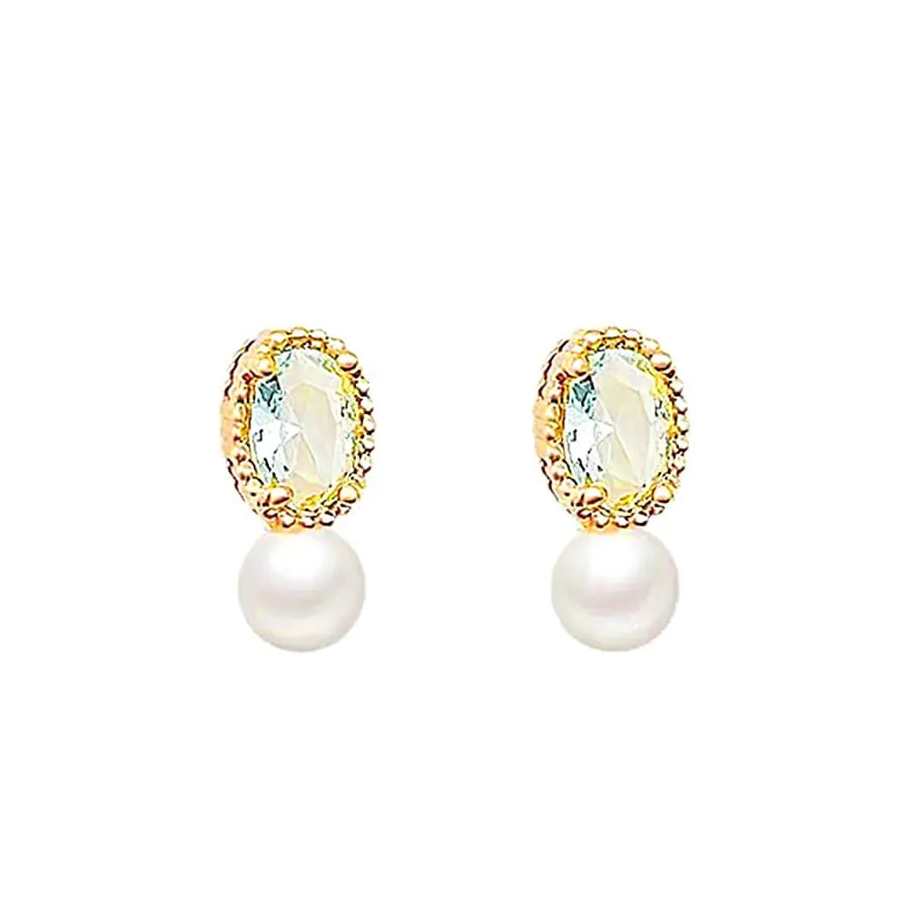 925 Silver Topaz Pearl Earrings