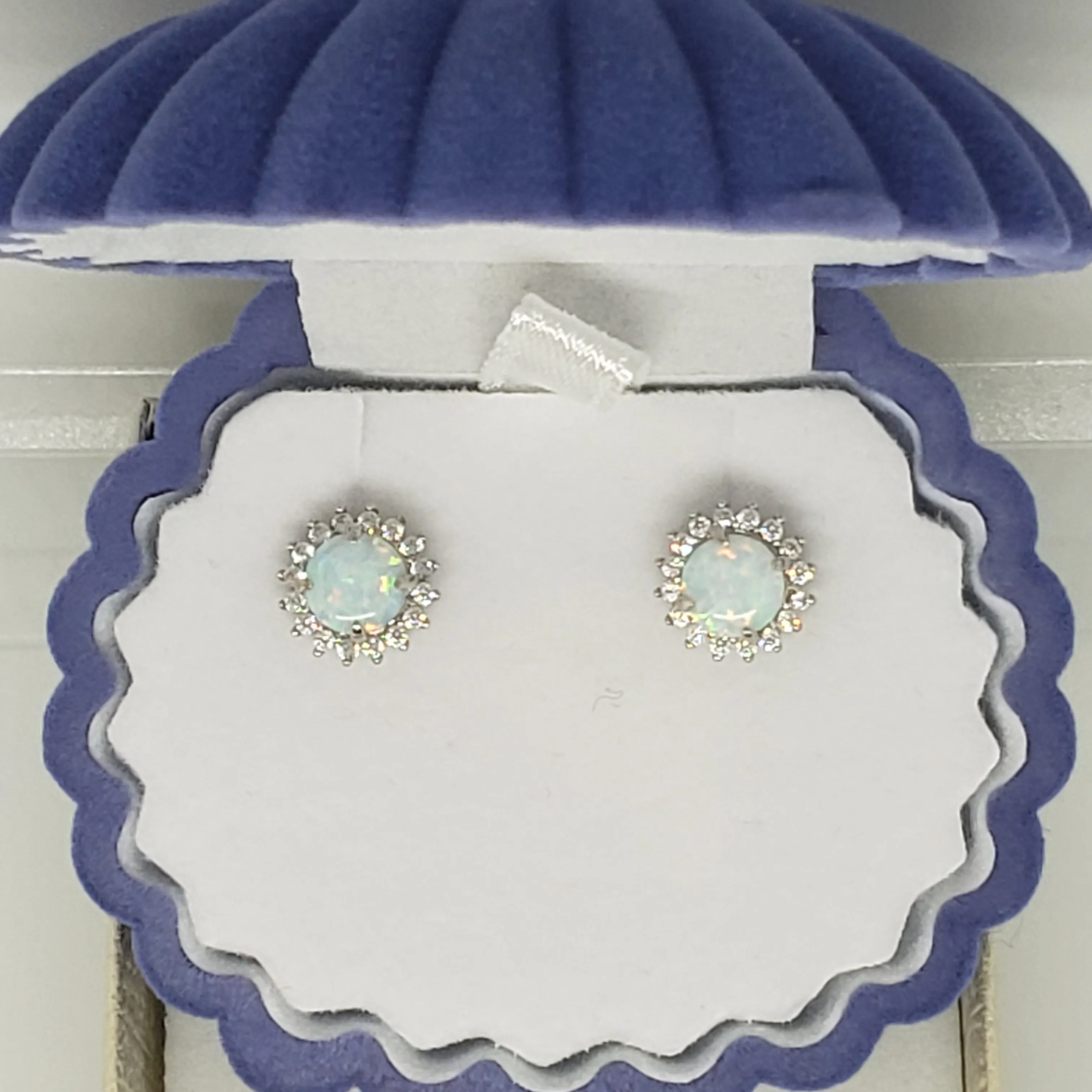 925 Sterling Silver Opal Studs