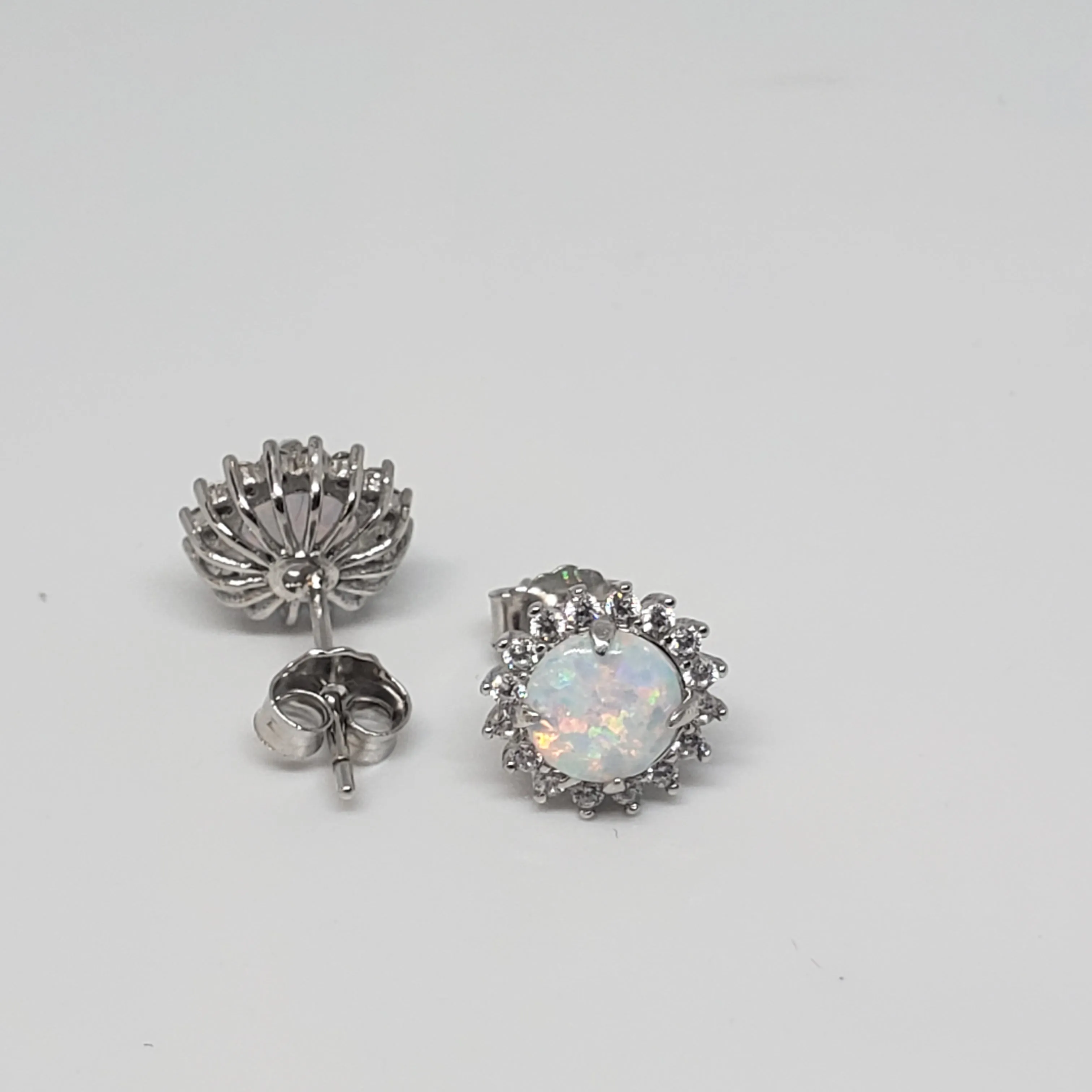 925 Sterling Silver Opal Studs