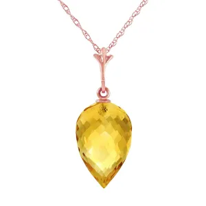 9.5 Carat 14K Solid Rose Gold Necklace Pointy Briolette Drop Citrine