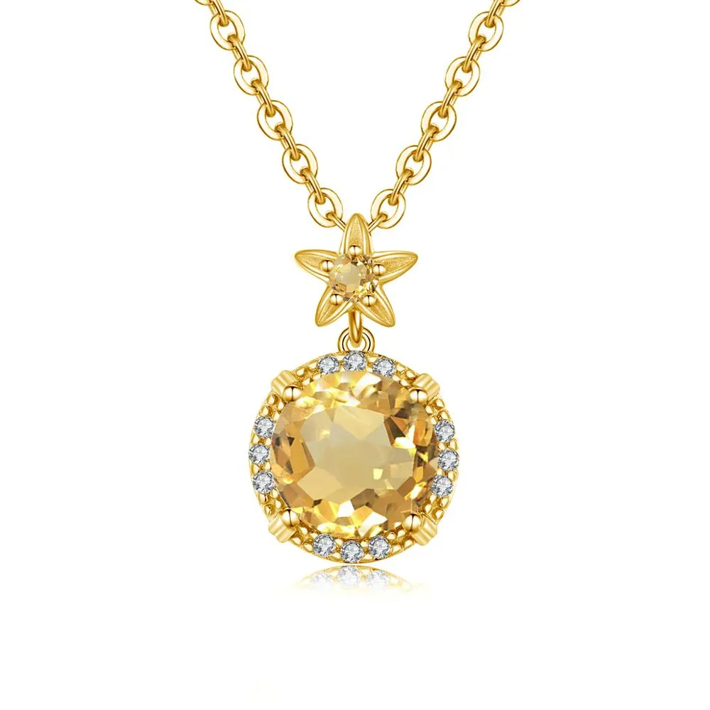 9MM Citrine Gemstone Pendant