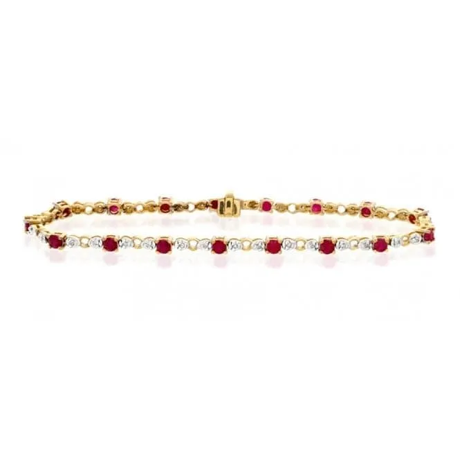 Acotis Diamonds 18K Gold 0.17ct Diamond Ruby Bracelet H1126