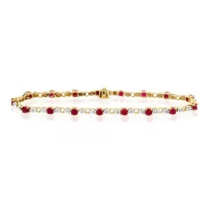 Acotis Diamonds 18K Gold 0.17ct Diamond Ruby Bracelet H1126