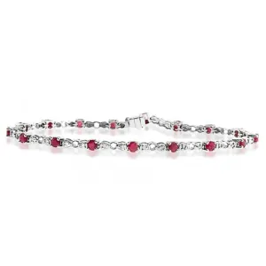 Acotis Diamonds 9K White Gold 0.17ct Diamond Ruby Bracelet G1403