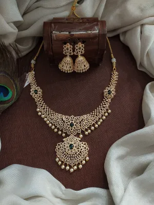 Amazing Gold Plated Beautiful Zircon Pendant Necklace Set