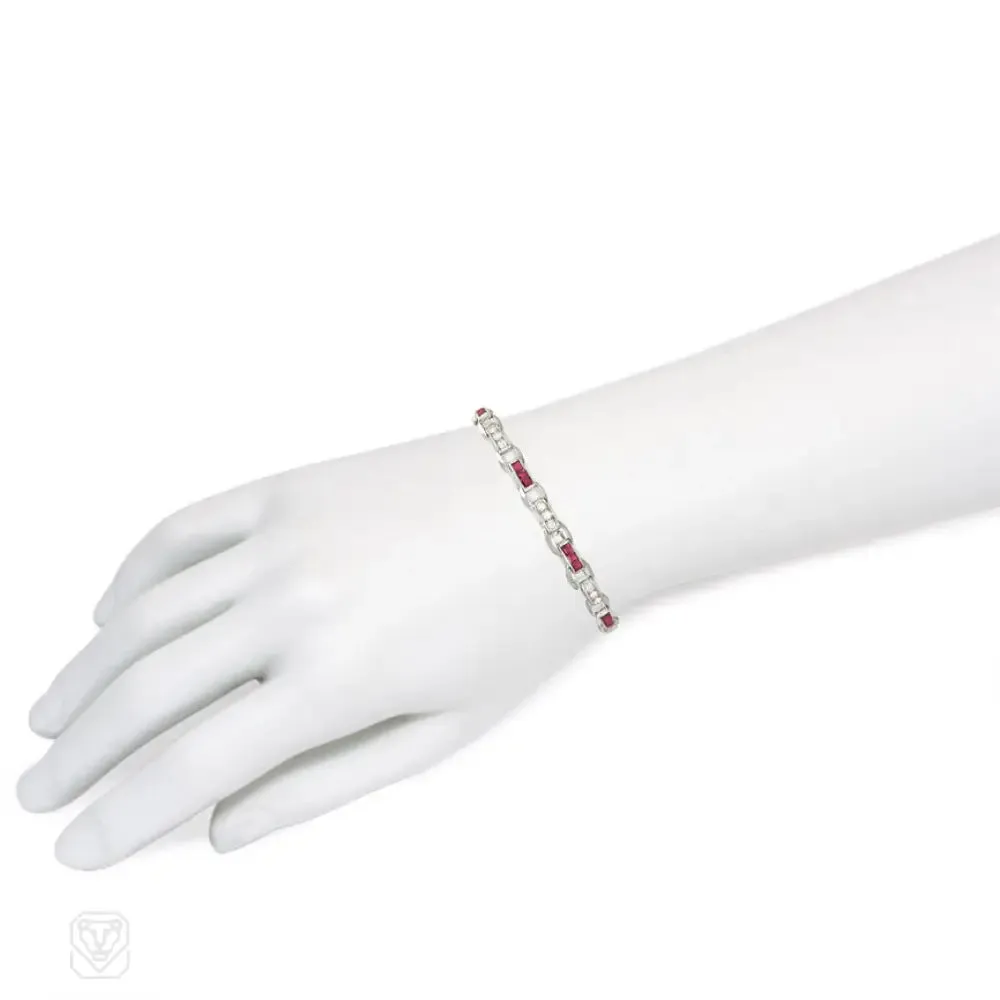 Art Deco ruby and diamond bracelet, Cartier