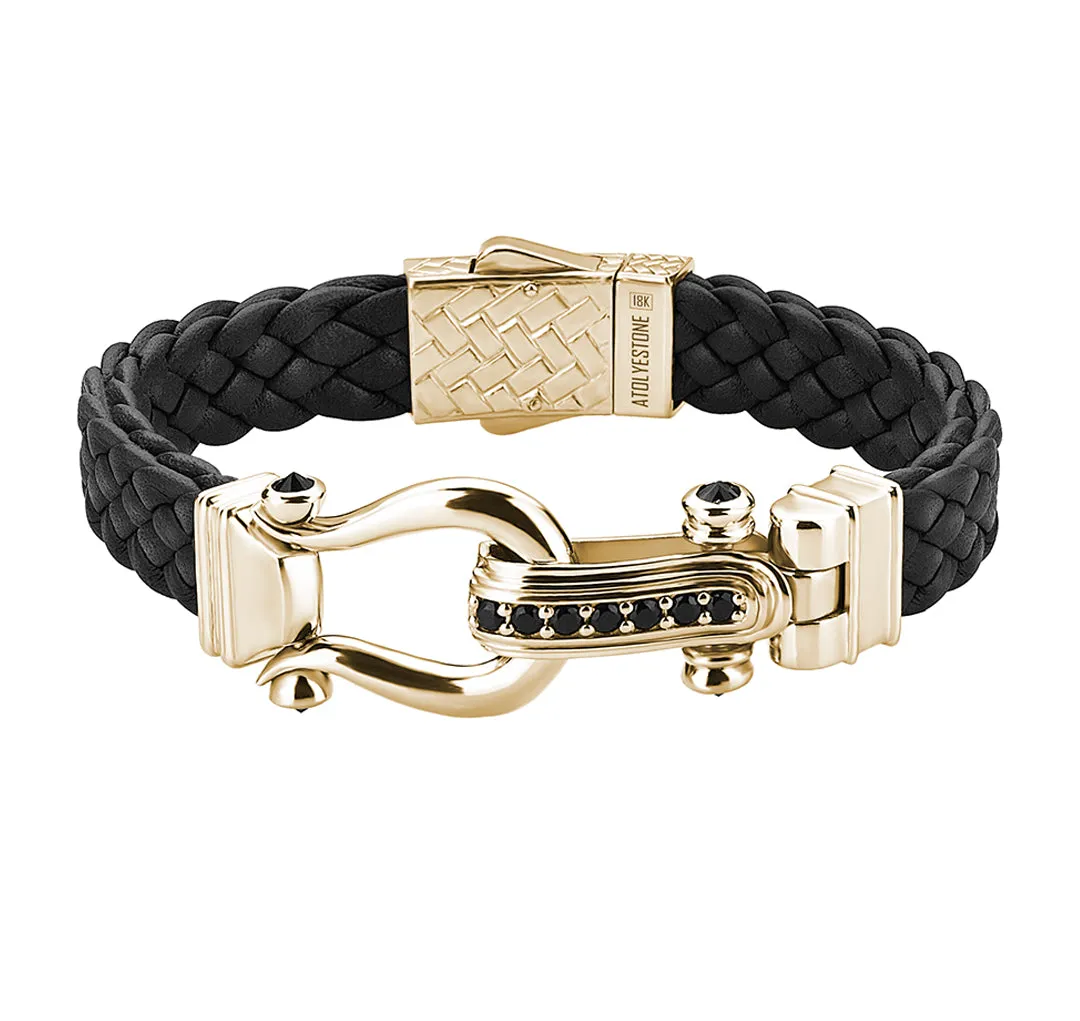 Atolyestone Iconic Leather Bracelet in Gold