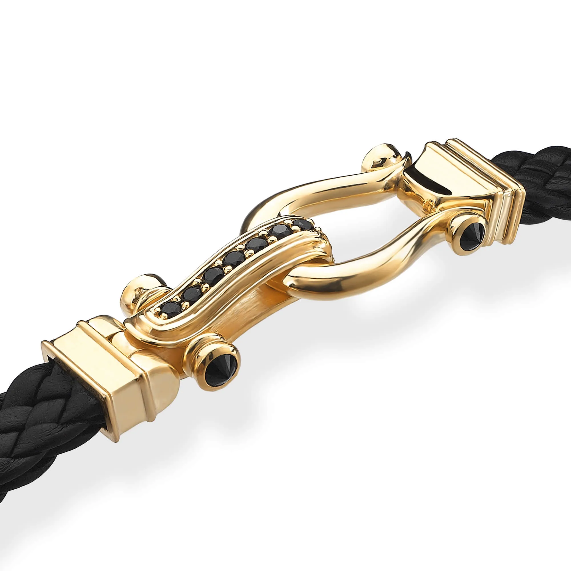 Atolyestone Iconic Leather Bracelet in Gold