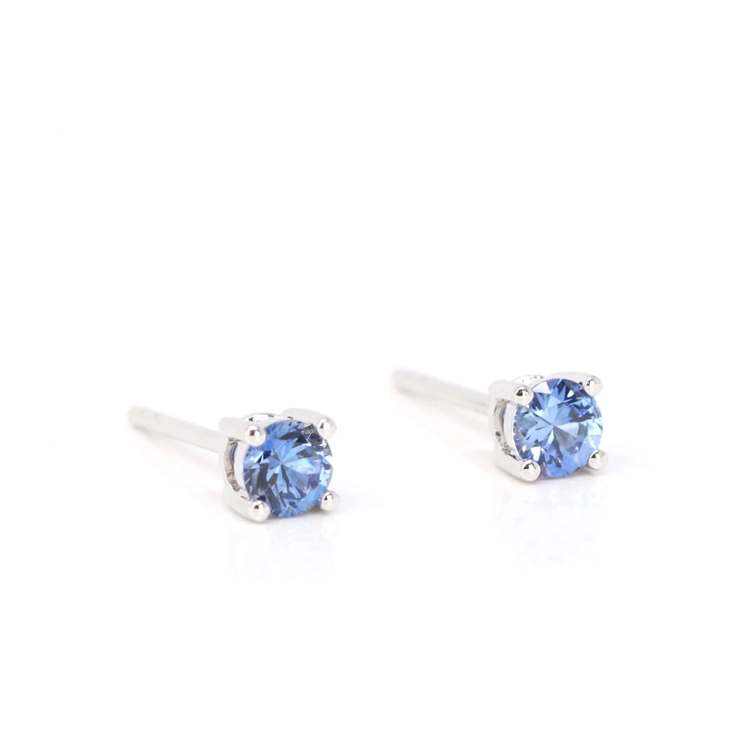 Baikalla™ 14k White Gold Emerald Round 4 Prong Stud Earrings