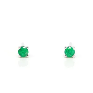 Baikalla™ 14k White Gold Emerald Round 4 Prong Stud Earrings