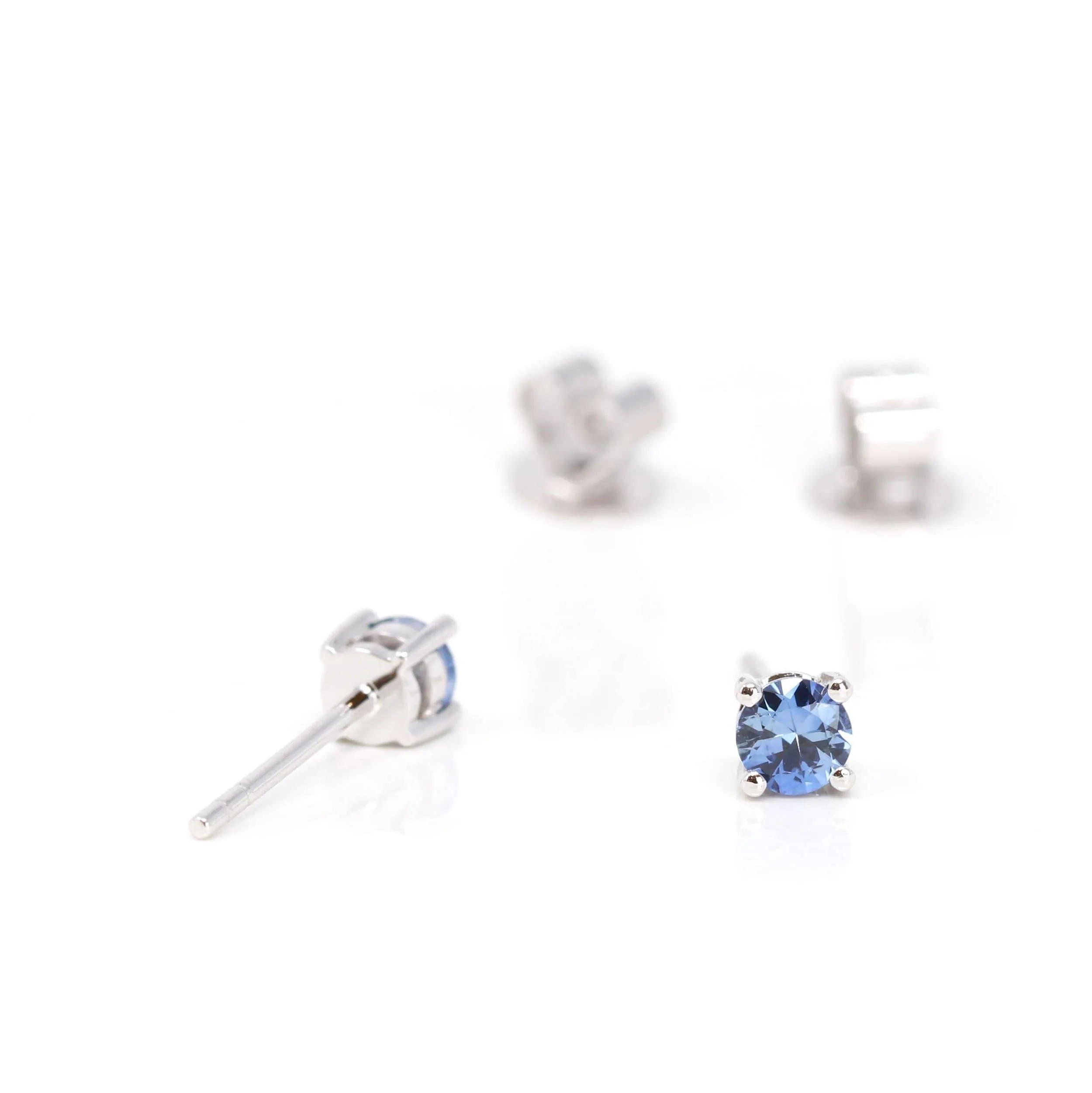 Baikalla™ 14k White Gold Emerald Round 4 Prong Stud Earrings