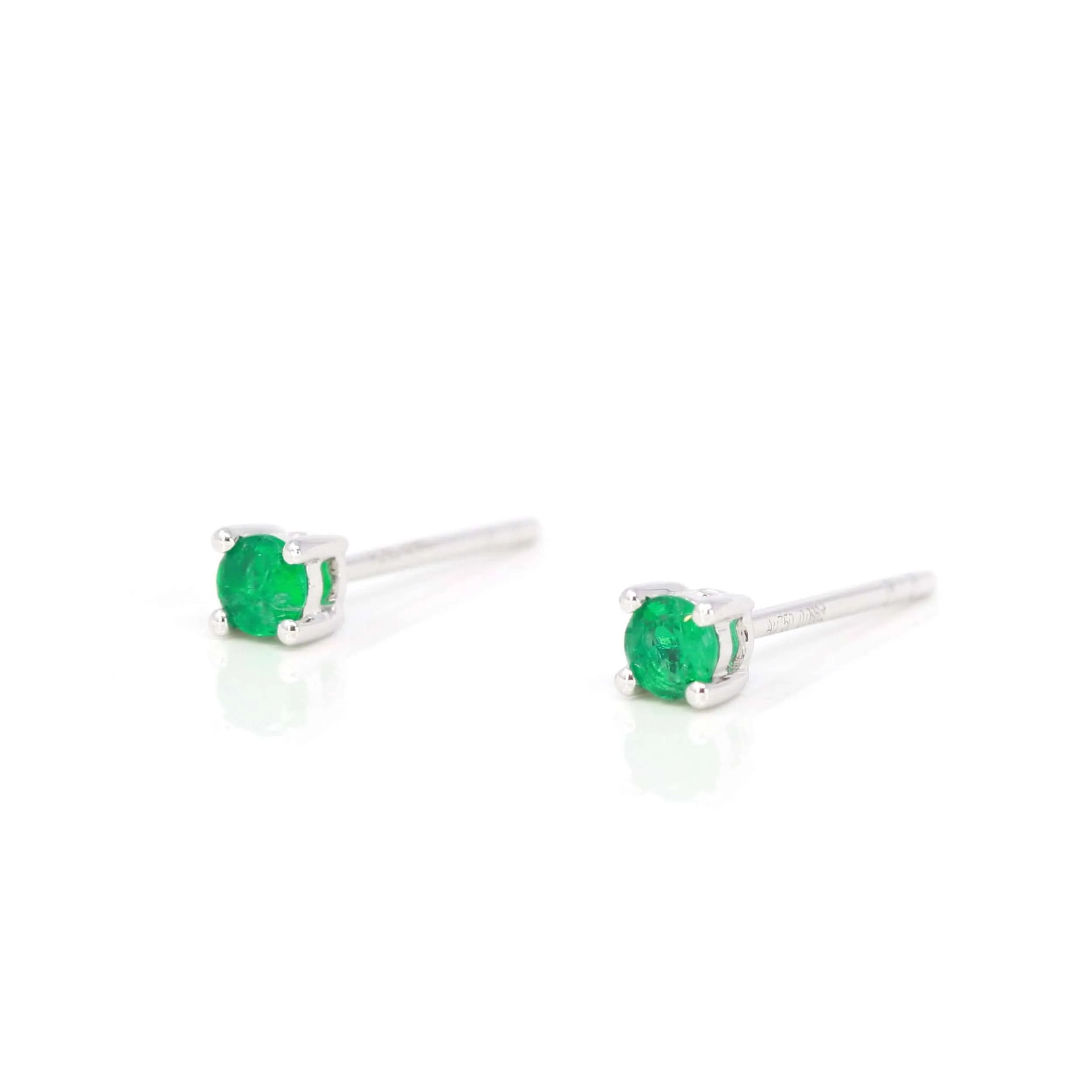 Baikalla™ 14k White Gold Emerald Round 4 Prong Stud Earrings