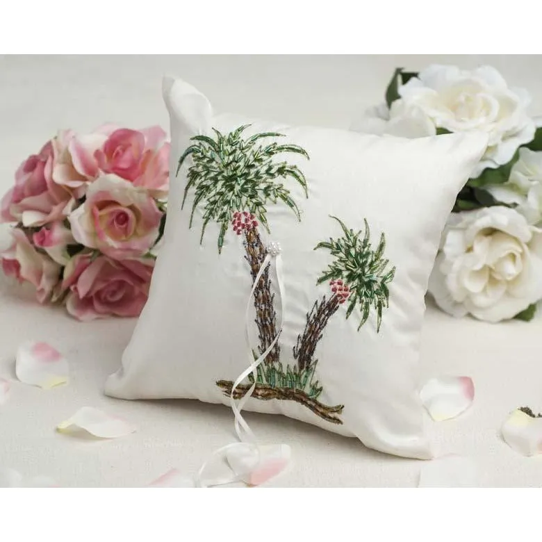 Beautiful Palm Tree Beach Ring Pillow