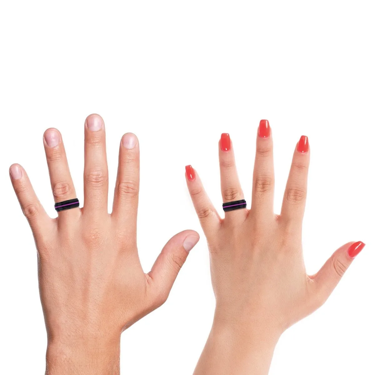 BENDIGO | Red Ring, Black Tungsten Ring, Purple Groove, Stepped Edge