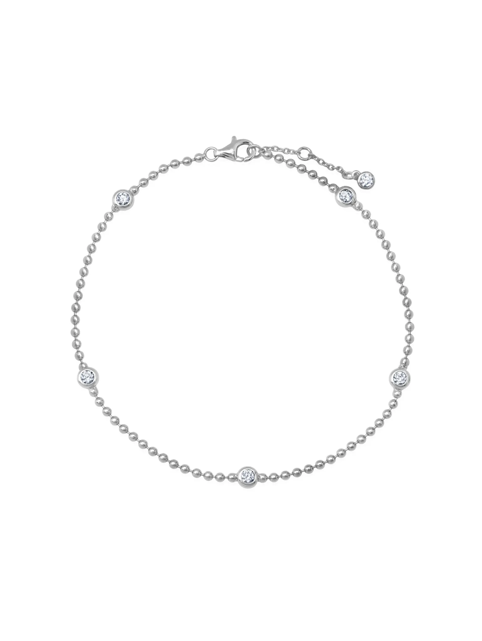 Bezel Ball Anklet in Platinum