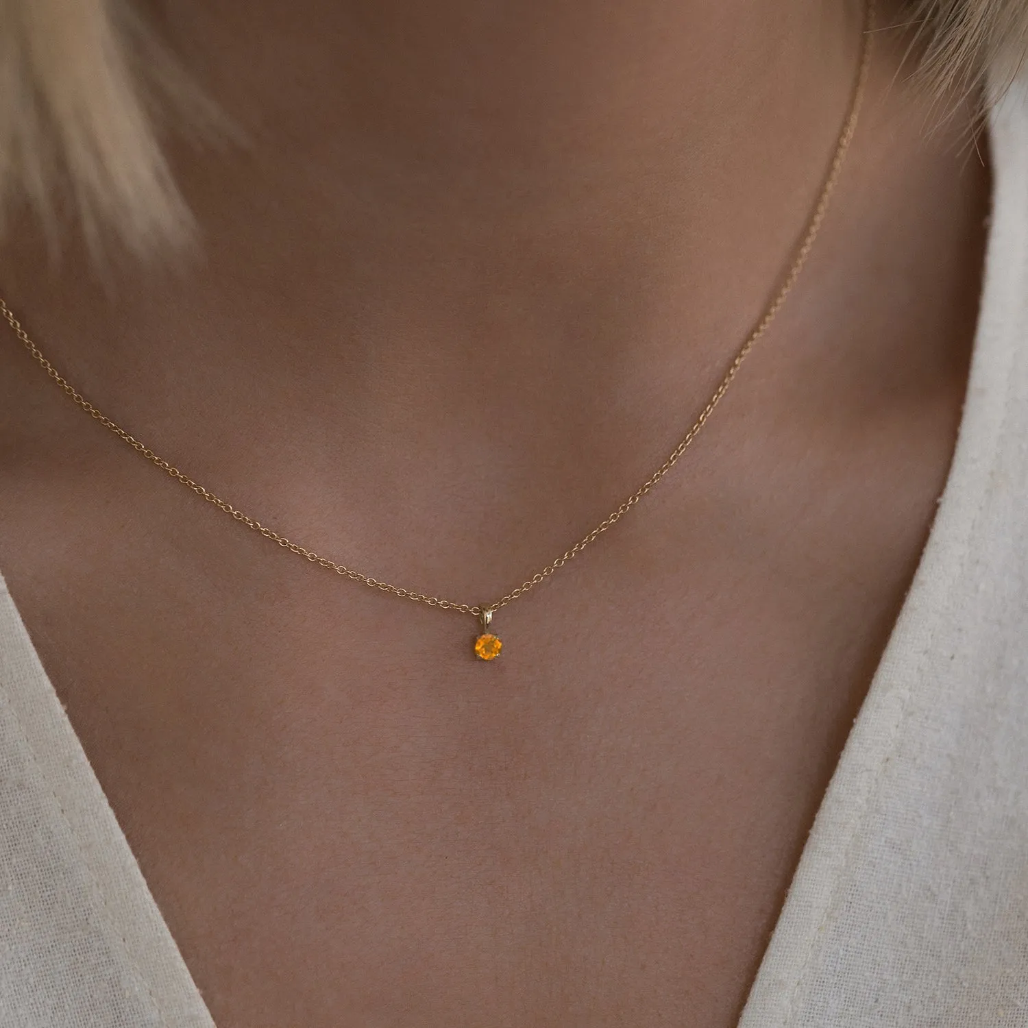 Birthstone Necklace | Gold & Citrine