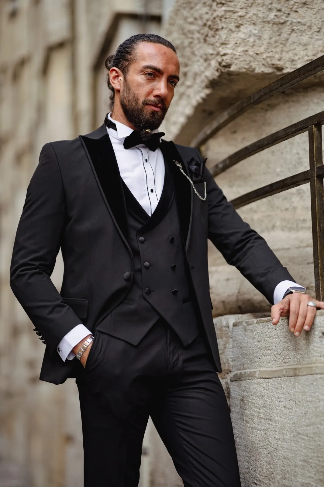 Black Slim Fit Groom Party Wedding Tuxedo for Men | GentWith