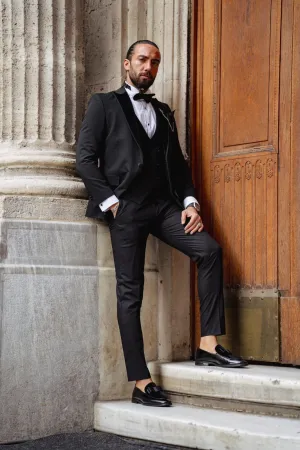 Black Slim Fit Groom Party Wedding Tuxedo for Men | GentWith