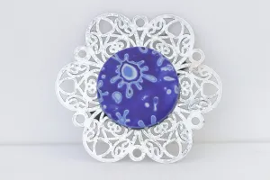 BLUE SILVER BROOCH,