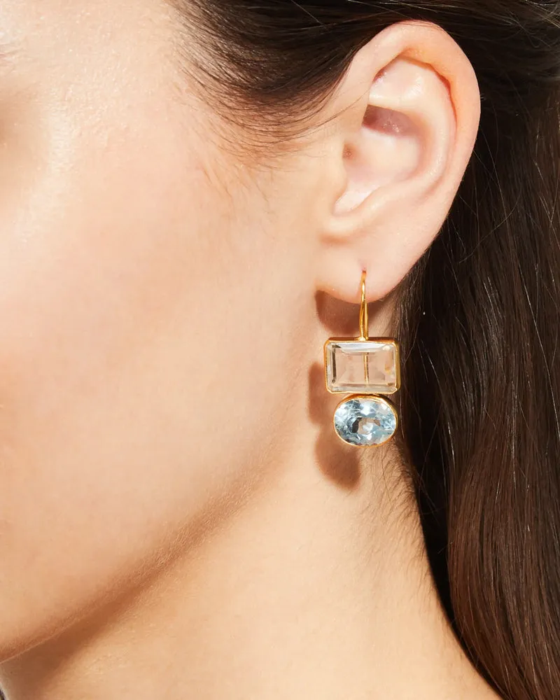 Blue Topaz & Quartz Middie Earrings