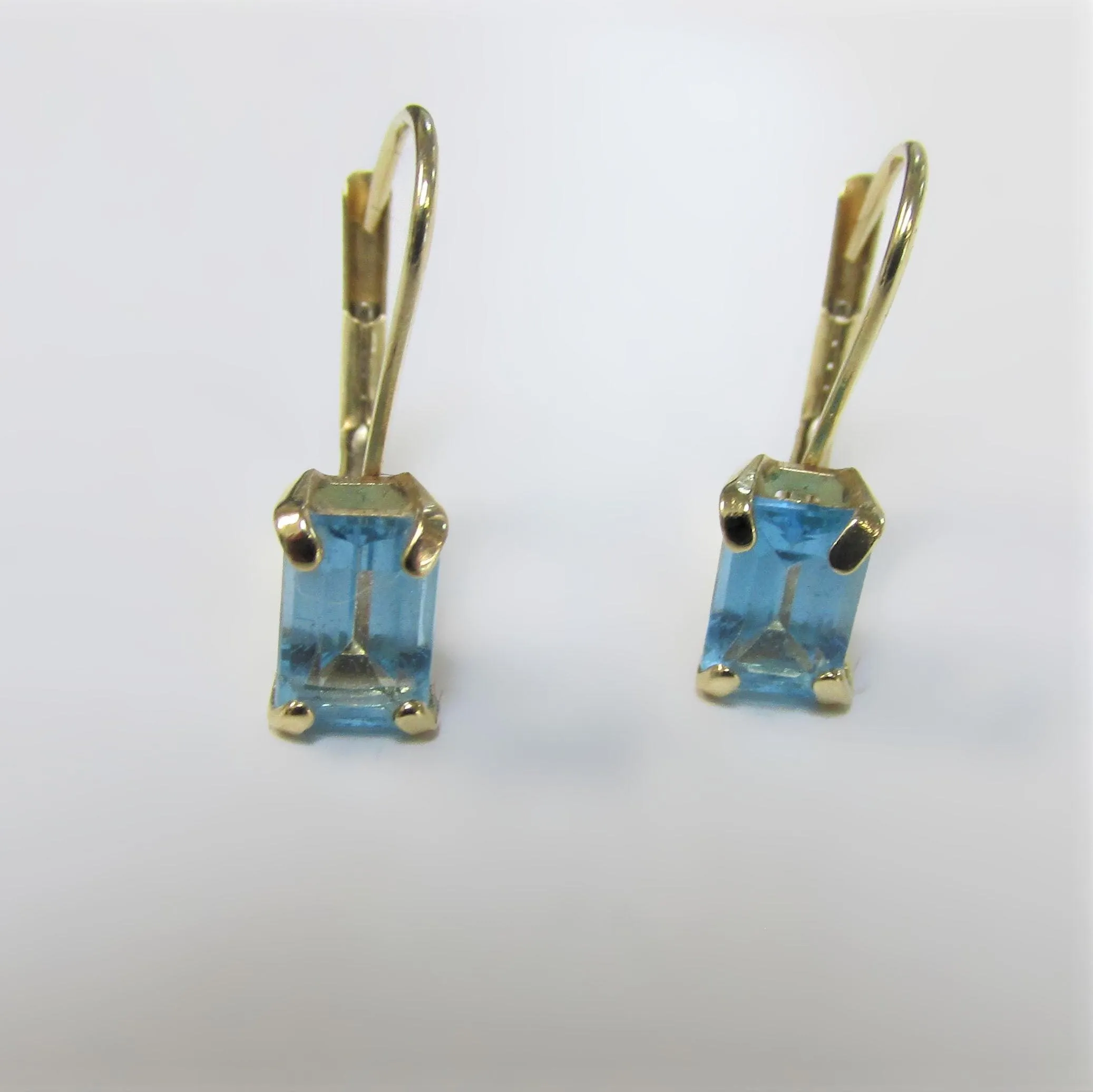 Blue Topaz Earrings Emerald Cut