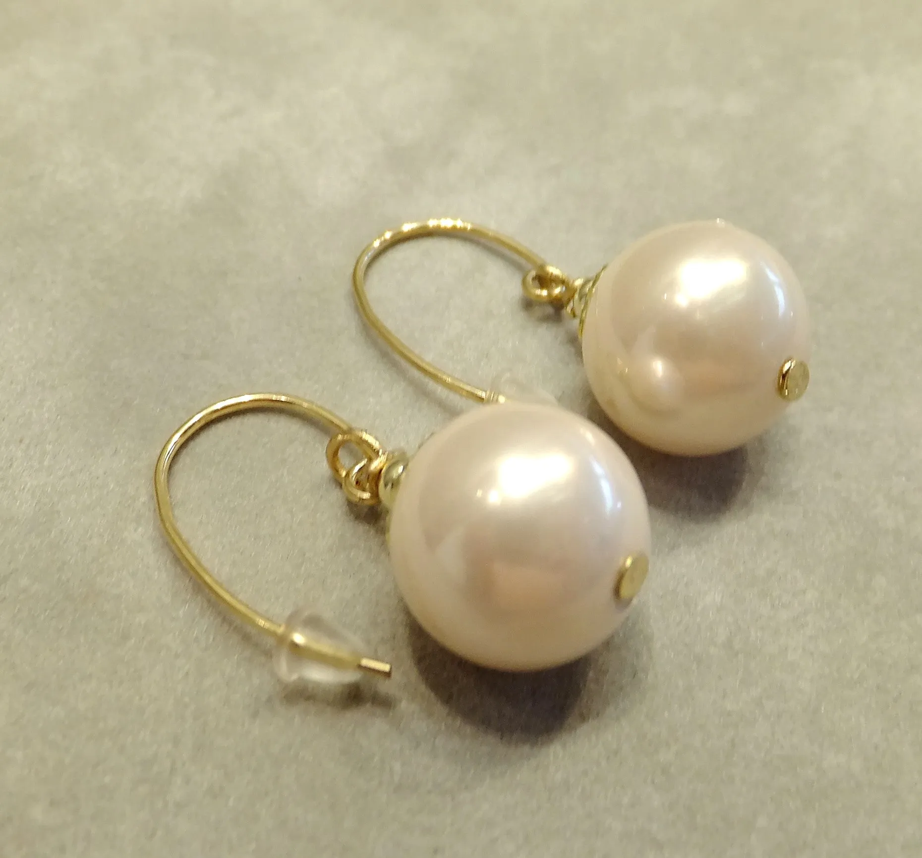 Blush Mother of Pearl Drop Earrings in Gold