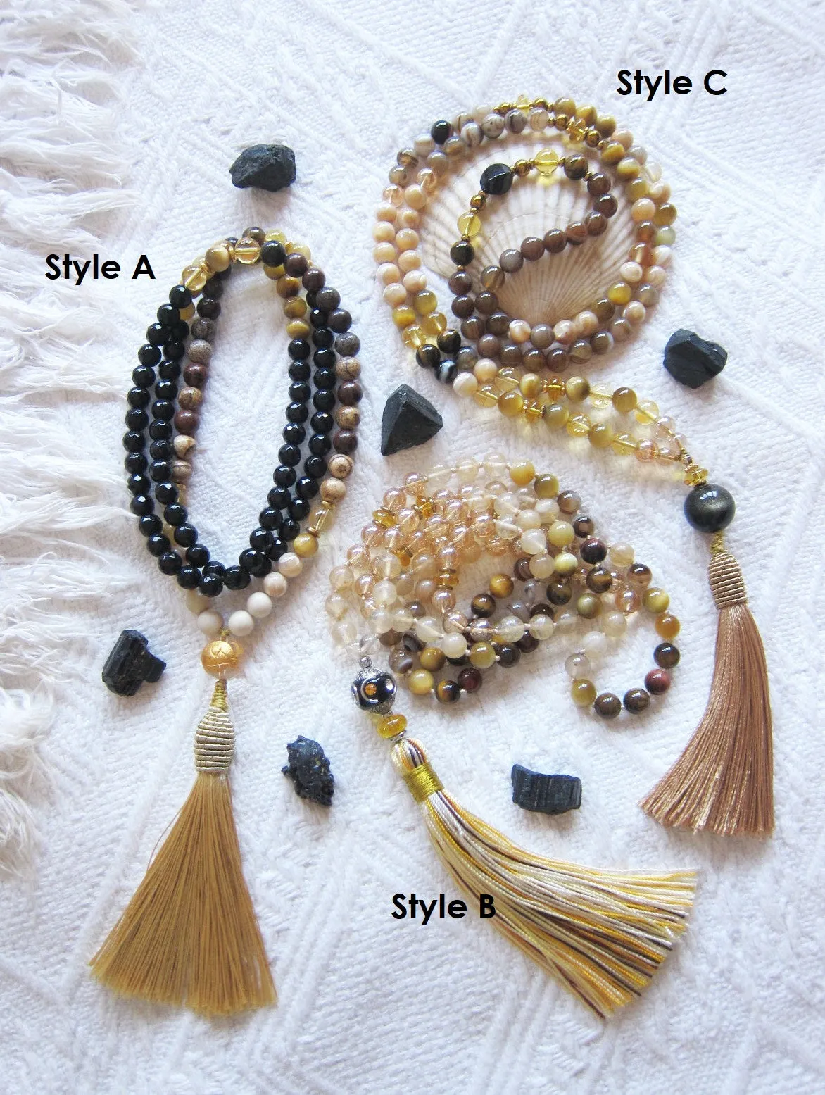 Bohemian Necklaces in Goddess Gold Tone Mala Necklace