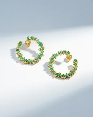 Bold Burst Emerald Sideways Midi Hoops