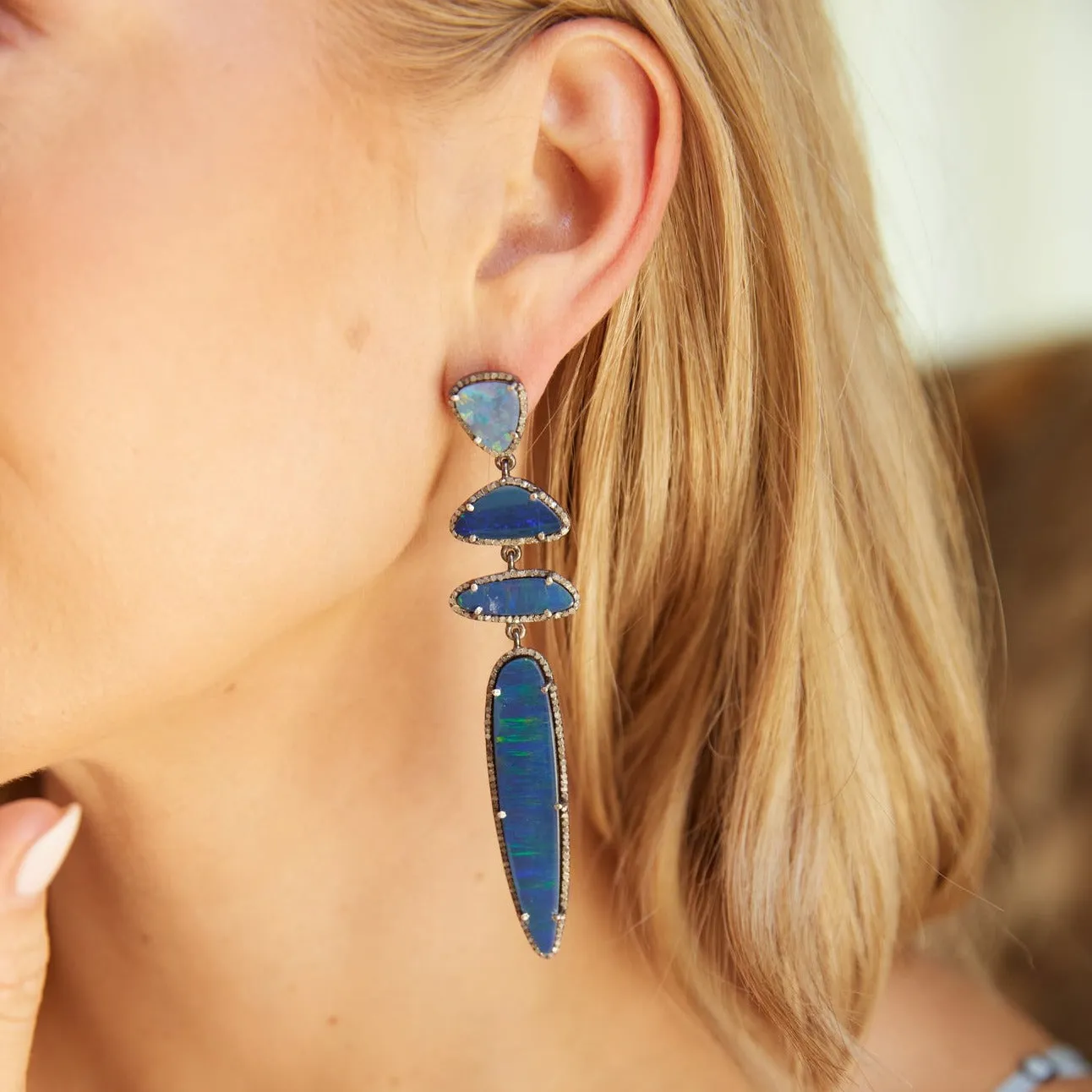 Boulder Opal Quadri Drop Earrings