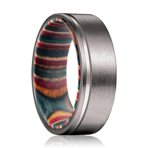 BOW | Multi Color Wood, Gunmetal Tungsten Offset Groove