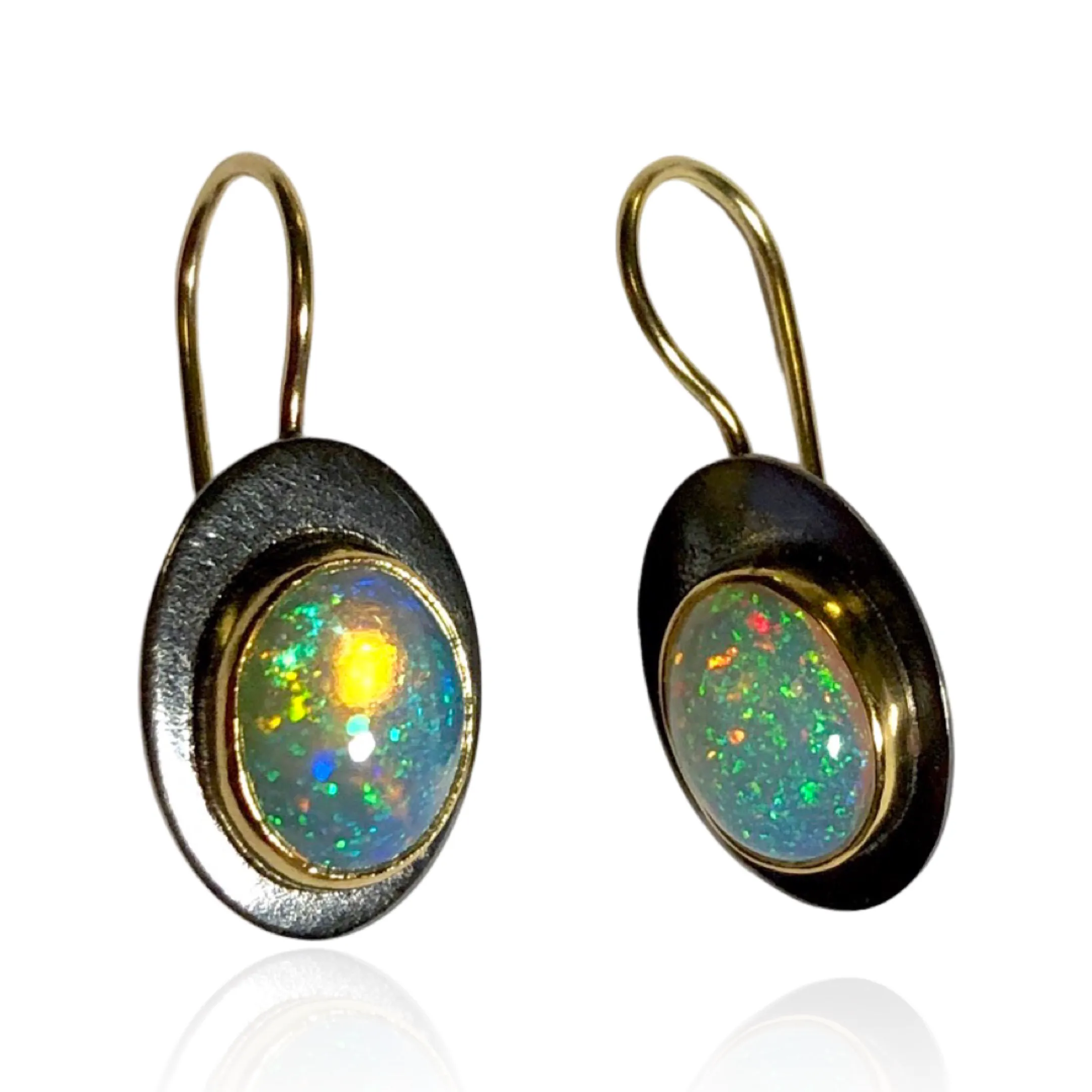 Brilliant Ethiopian Opal Cabochon Earrings