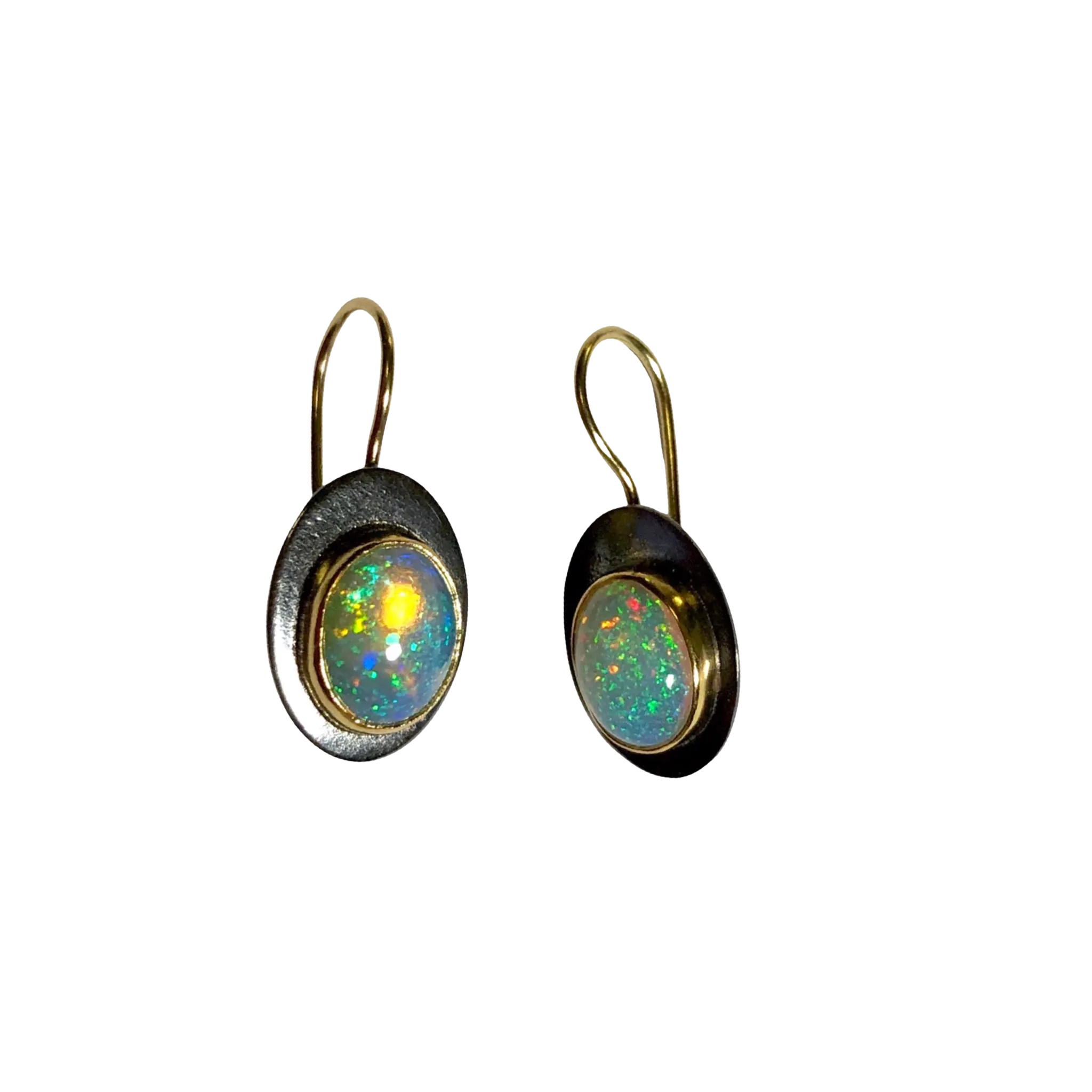 Brilliant Ethiopian Opal Cabochon Earrings