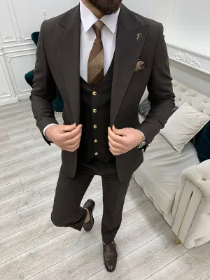 Brown Slim Fit Groom Wedding Suit for Men by GentWith.com