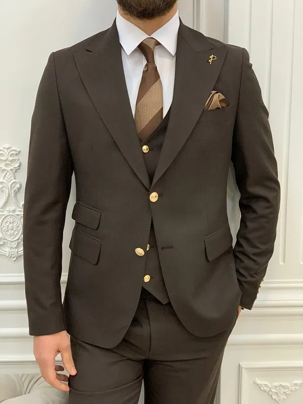 Brown Slim Fit Groom Wedding Suit for Men by GentWith.com