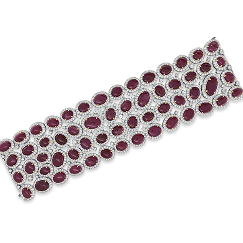 Cabochon Ruby & Diamond Bracelet