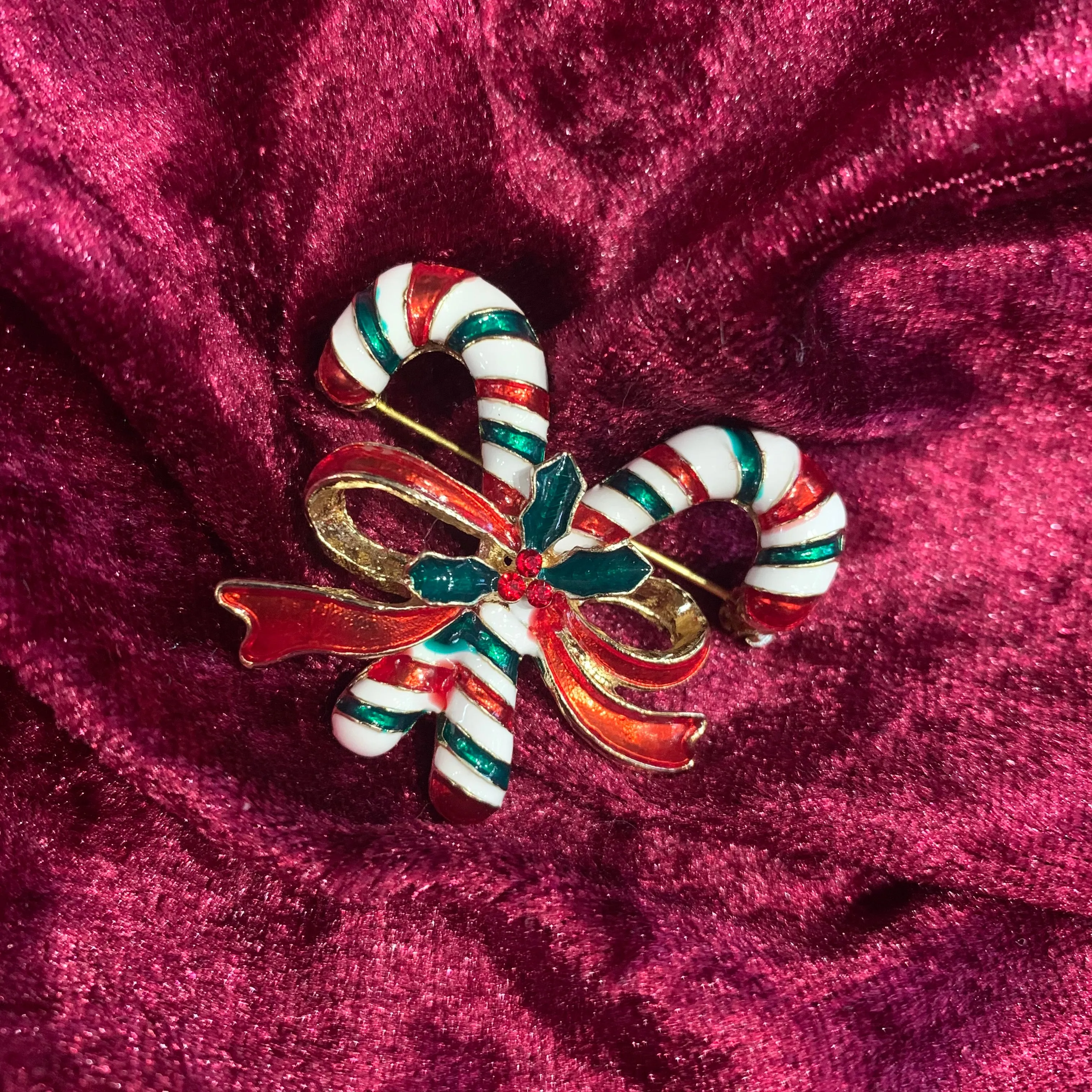 Candy Cane Christmas Brooch