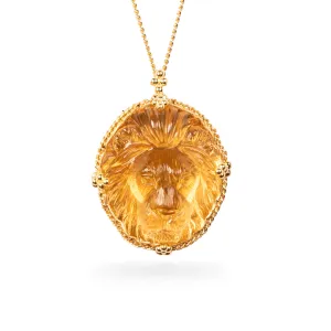 Carved Citrine Lion Necklace