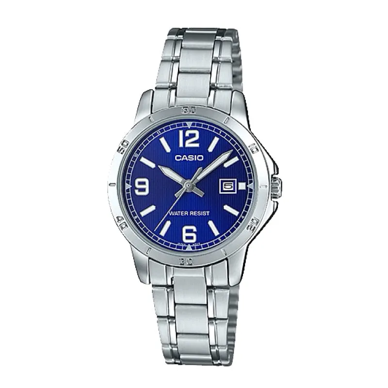 Casio Ladies' Standard Analog Silver Stainless Steel Band Watch LTPV004D-2B LTP-V004D-2B