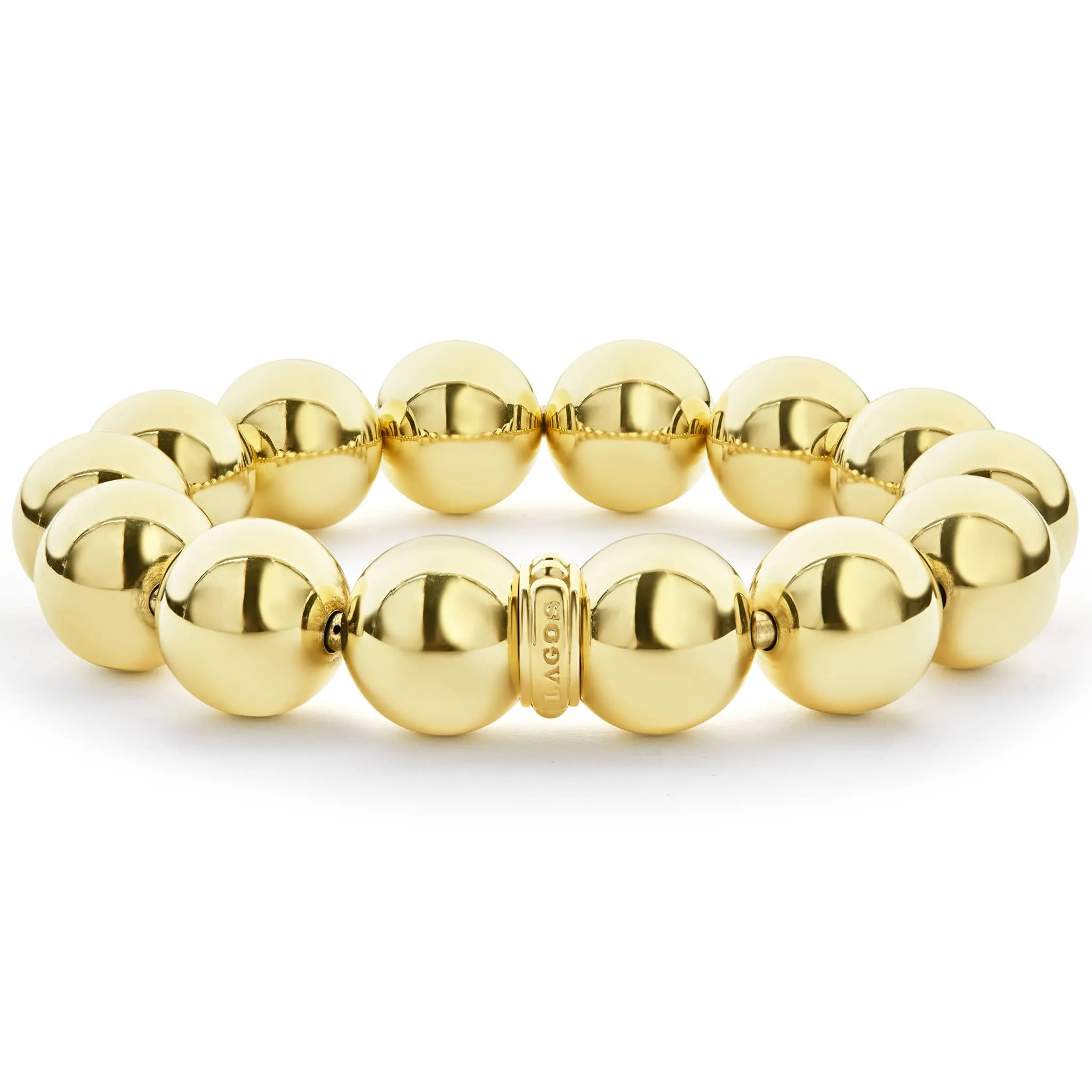 Caviar Gold 18K Gold Bead Bracelet 15mm