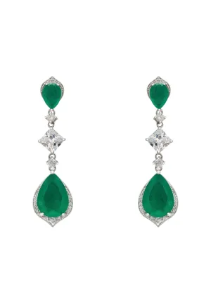 Celeste Teardrop Earrings Colombian Emerald Silver