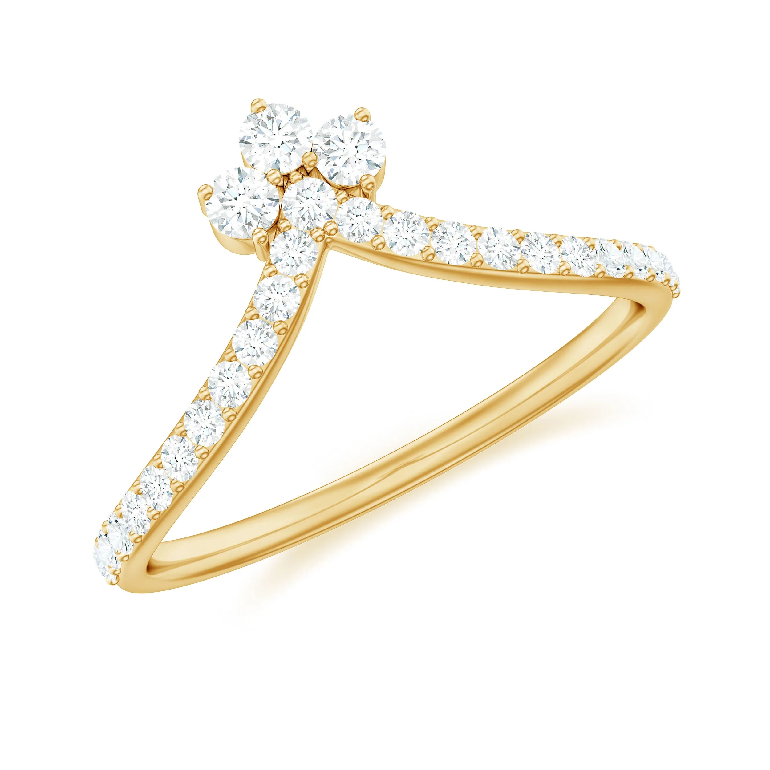 Certified Natural Diamond V Shaped Ring Enhancer